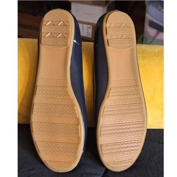 Hunter Flats Women's 10 Navy Blue Rubber Leather Logo Outdoor Nature Waterproof - Picture 7 of 9